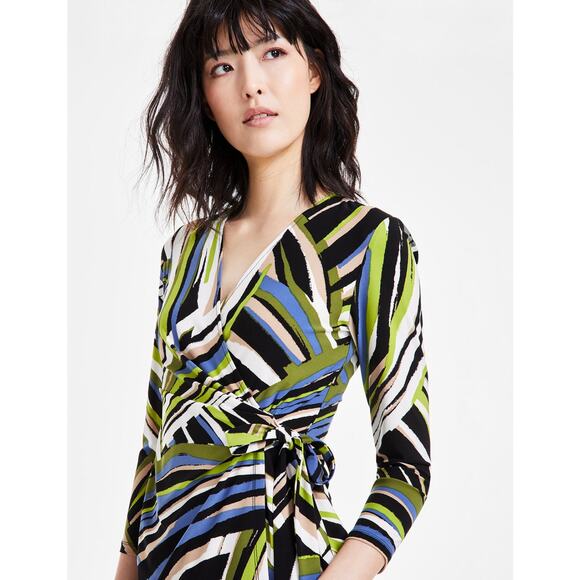 Anne Klein 3X Faux Wrap Top Multicolor Leaf Print Stretch Tunic NWT MSRP$79 - Picture 2 of 10